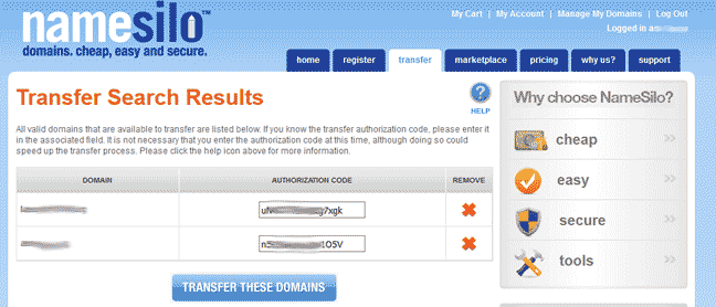 Namesilo域名转入图文教程(图2) 核对信息添加购物车