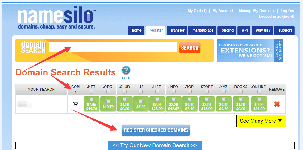 2020年Namesilo平台购买域名、解析域名图文教程(图1)