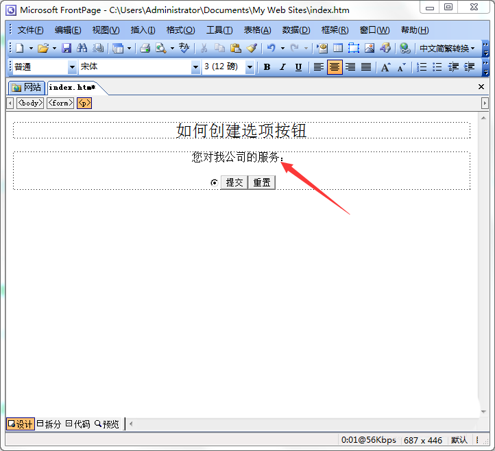 FrontPage怎么添加选项按钮? FrontPage选项按钮添加方法(图5)
