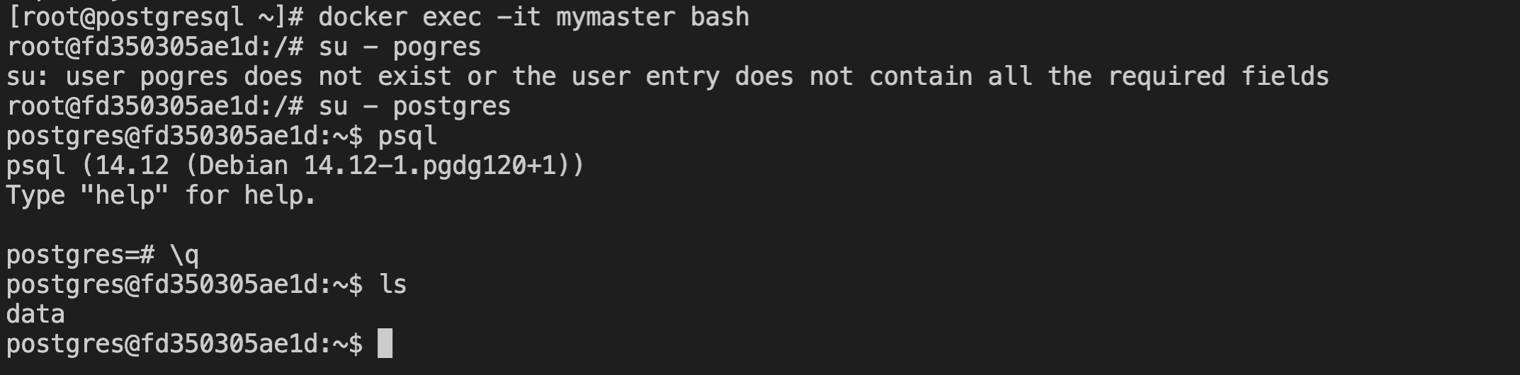 在docker上部署postgreSQL主从的超详细步骤(图5)