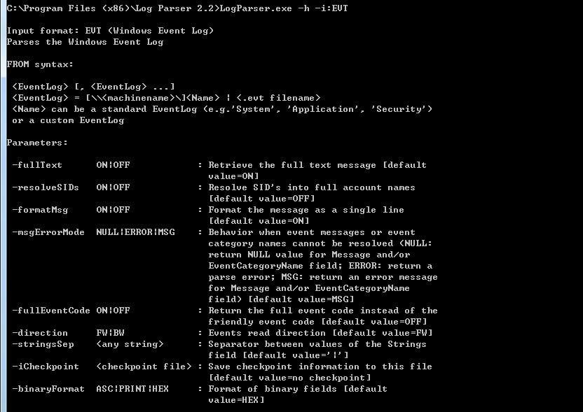 windows安全日志分析工具logparser用法详解(图2)