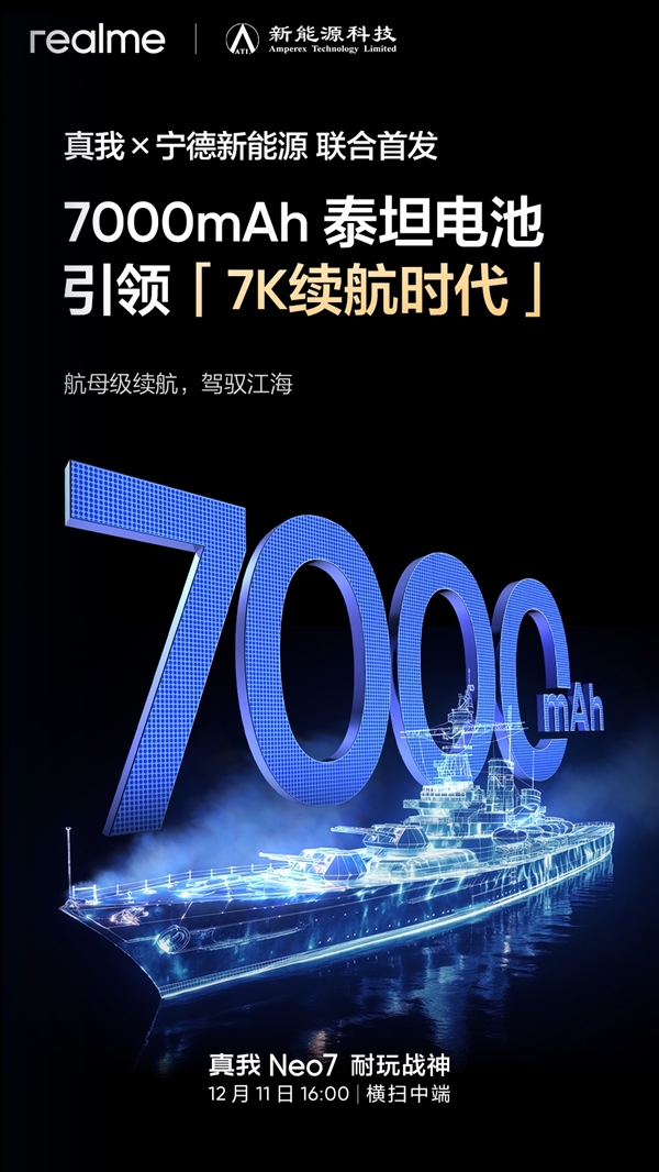 智能手机进入7K续航时代!真我Neo7首发7000mAh泰坦电池(图2) 智能手机进入7K续航时代!真我Neo7首发7000mAh泰坦电池