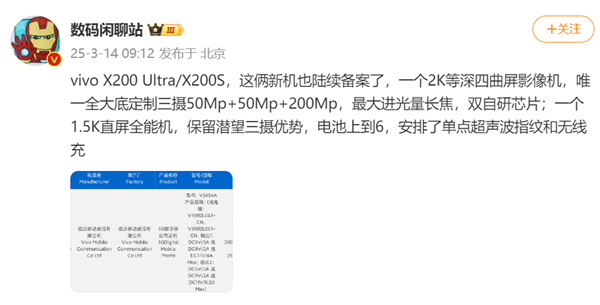 新一代影像灭霸vivo X200 Ultra定了:2亿像素业界最大进光量潜望长焦、双自研芯片(图1) 新一代影像灭霸vivo X200 Ultra定了:2亿像素业界最大进光量潜望长焦、双自研芯片