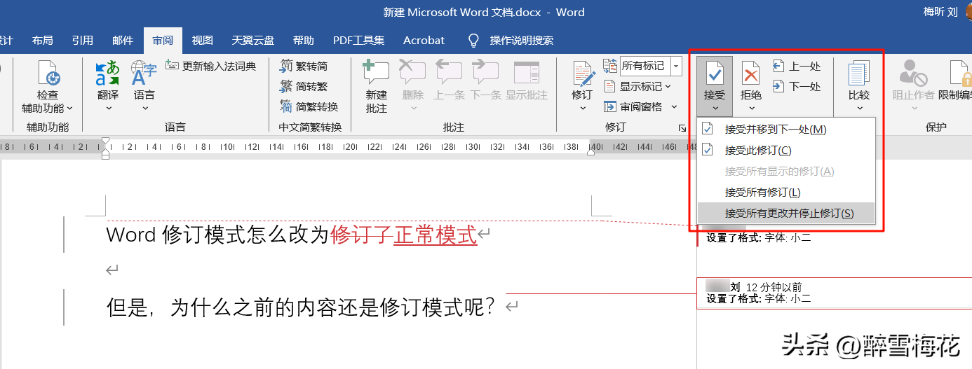 Word文档是修订模式,无法编辑怎么办(图4)