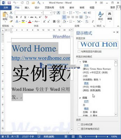 怎么显示Word2013文档中的所有格式?
