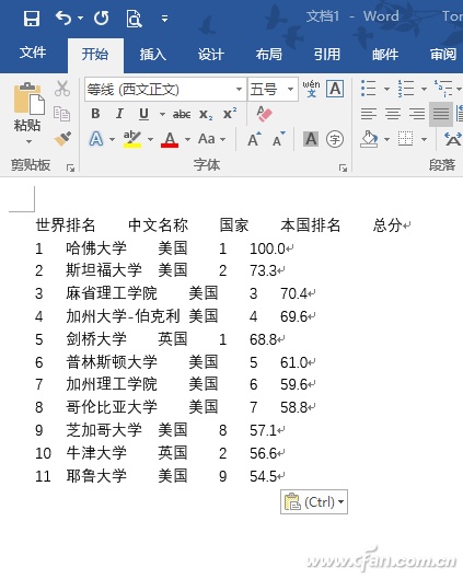 word文档数字列表如何才能快速变成Word表格