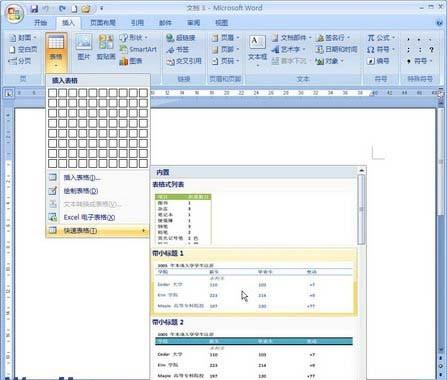 Word2007表格模板的使用