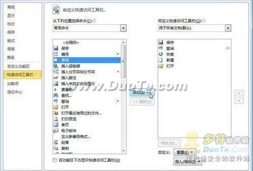 在Word2010文档窗口添加按钮