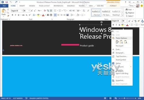 Word2013客户预览版 阅读.修改PDF文件更方便