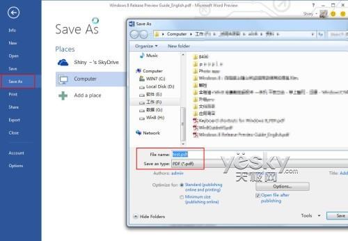 Word2013客户预览版 阅读.修改PDF文件更方便