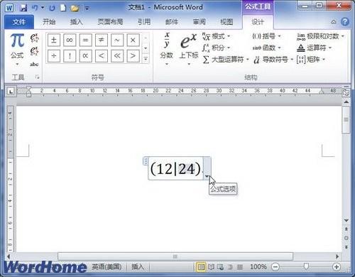 在Word2010文档中创建包含括号的公式(图3) 在Word2010文档中创建包含括号的公式