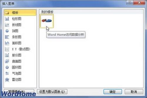 在Word2010中使用自定义图表模板创建图表