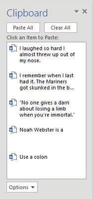 剪贴板任务窗格。